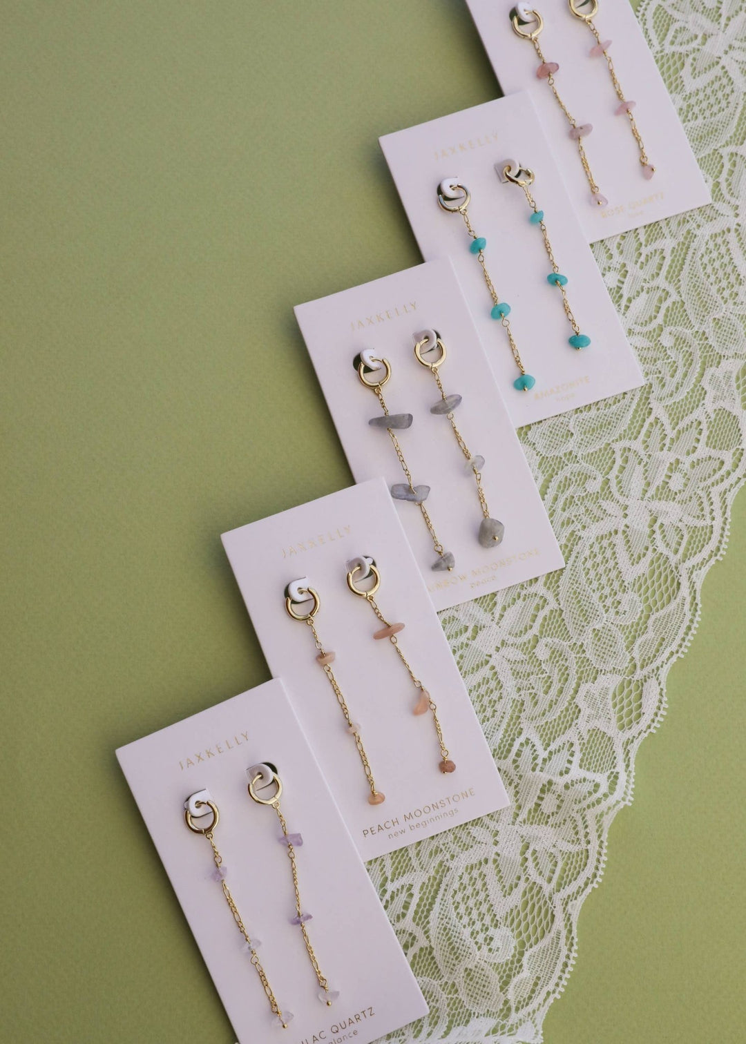 Raw Gemstone Chain Drop Earring - Amazonite - Meadow Collectiveearrings