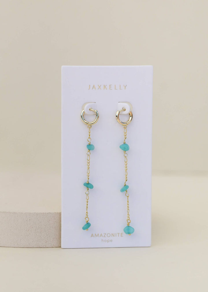 Raw Gemstone Chain Drop Earring - Amazonite - Meadow Collectiveearrings