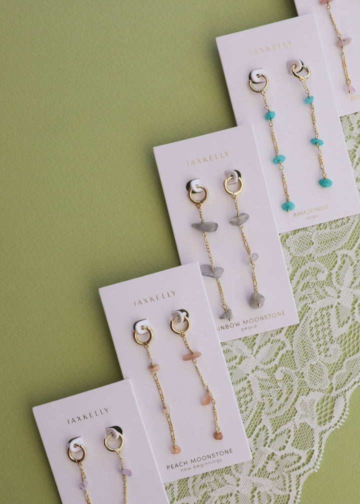 Raw Gemstone Chain Drop Earring - Amazonite - Meadow Collectiveearrings