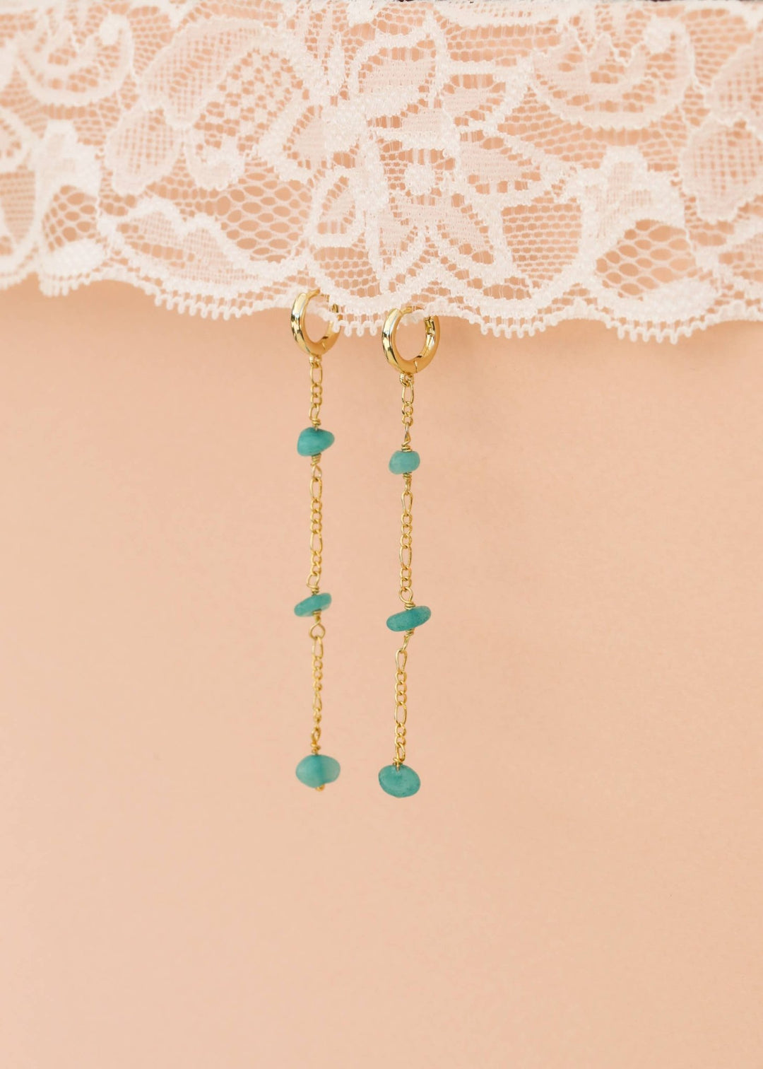 Raw Gemstone Chain Drop Earring - Amazonite - Meadow Collectiveearrings