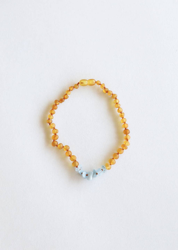 Raw Honey Baltic Amber + Aquamarine || Baby Necklace - Meadow CollectiveNecklace