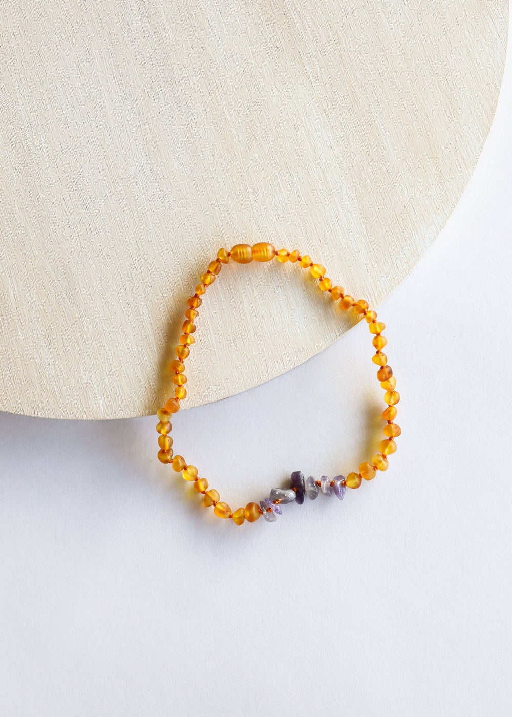 Raw Honey Baltic Amber + Raw Amethyst || Child Necklace - Meadow CollectiveNecklaces