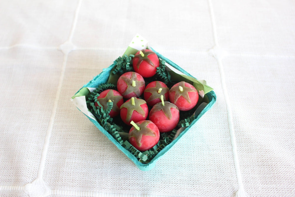 Red Cherry Tomato Beeswax Birthday Candles 8 - count - Meadow Collectivecandle