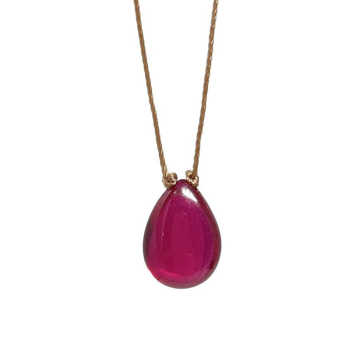 Rubellite Hydroquartz Teardrop Cord Necklace - Meadow Collectivenecklace