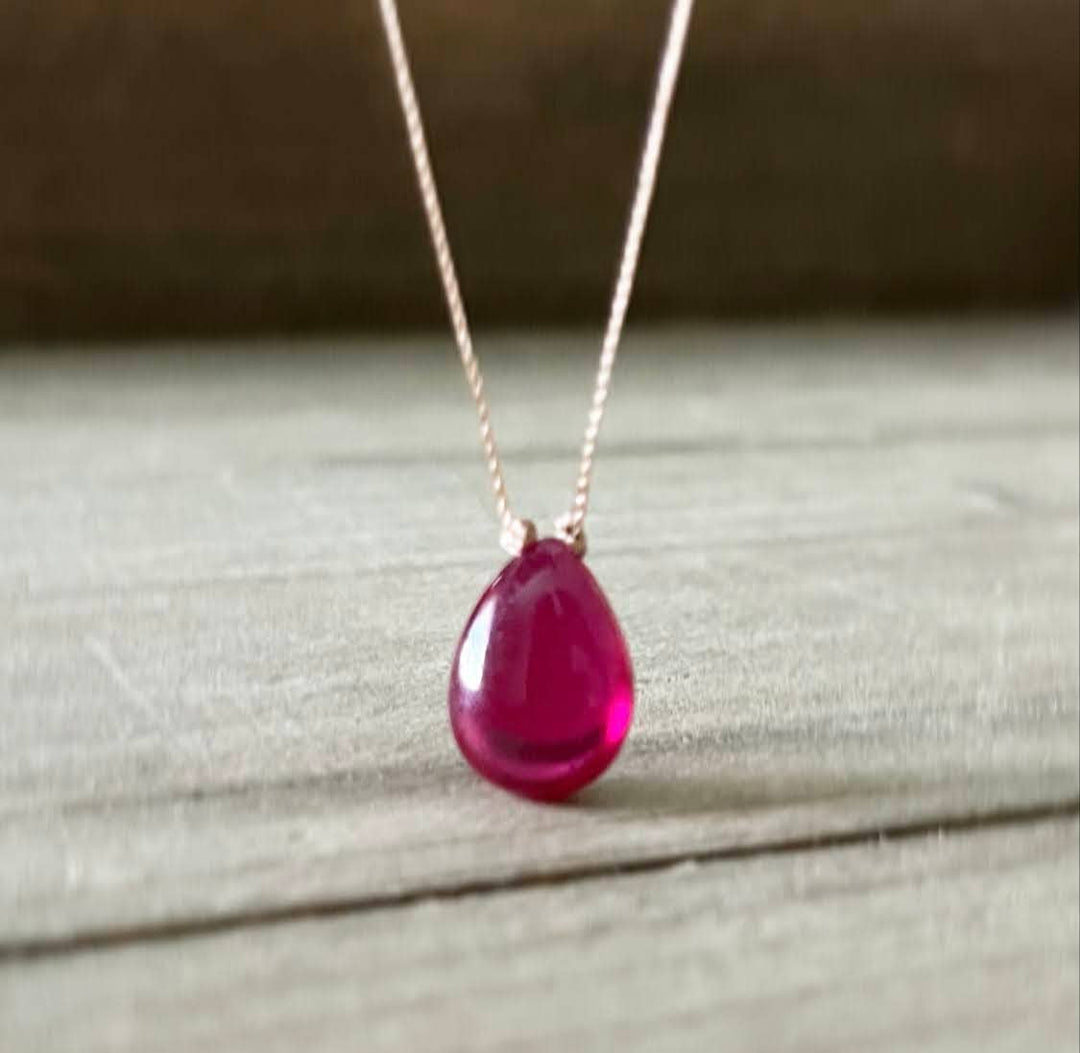 Rubellite Hydroquartz Teardrop Cord Necklace - Meadow Collectivenecklace