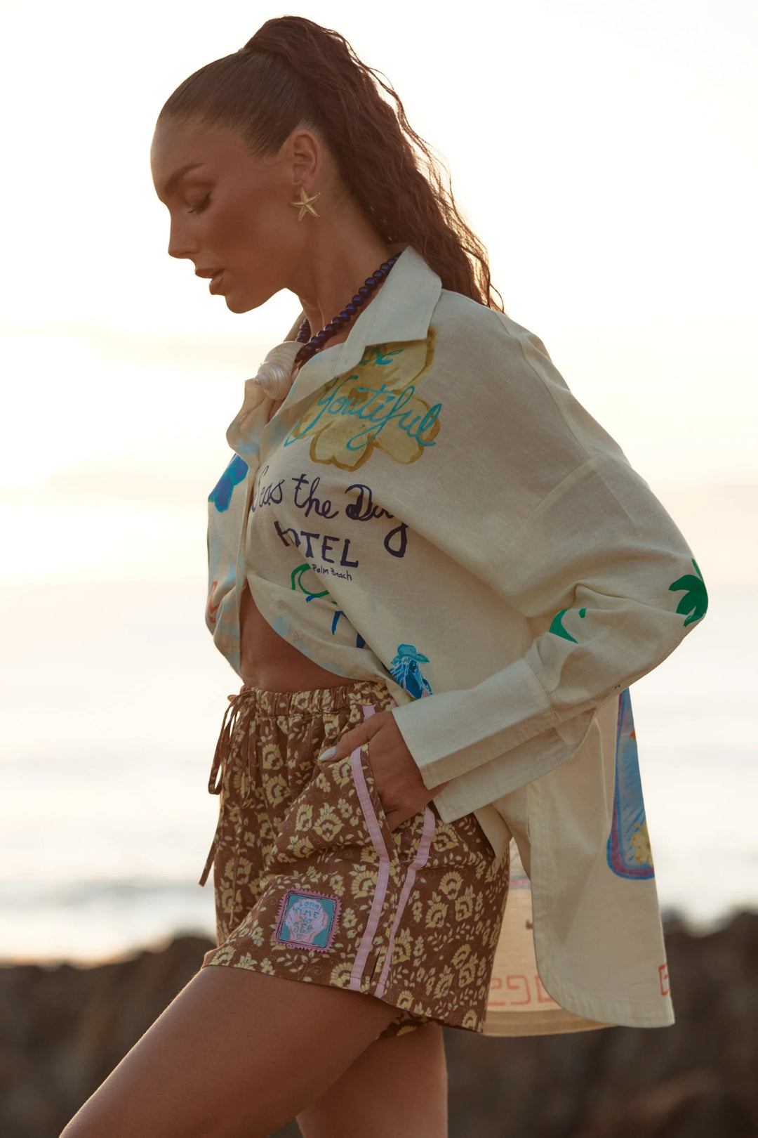 Sabbi Altos Shorts - Seas The Day - Mocha - Meadow Collectiveshorts