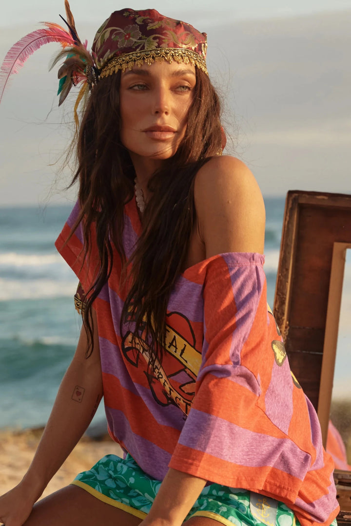 Sabbi Bad To The Bone Striped Off The Shoulder Tee - Meadow Collectiveoff the shoulder top