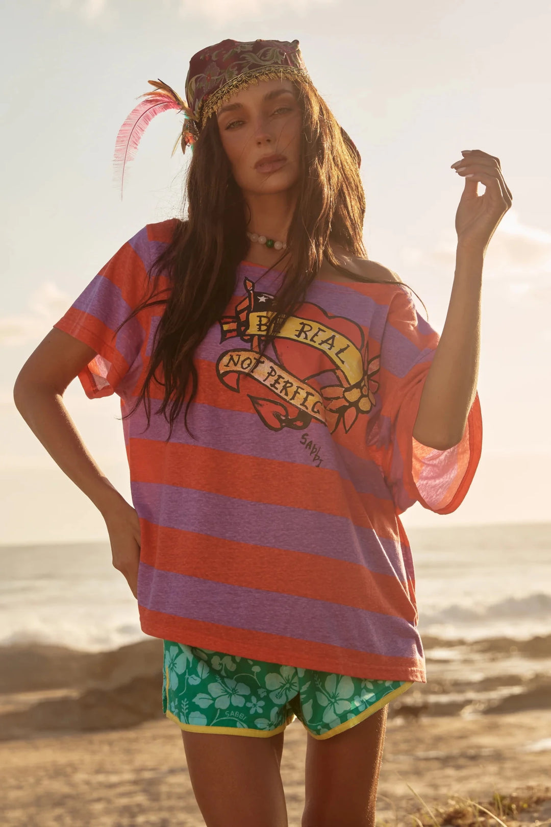 Sabbi Bad To The Bone Striped Off The Shoulder Tee - Meadow Collectiveoff the shoulder top