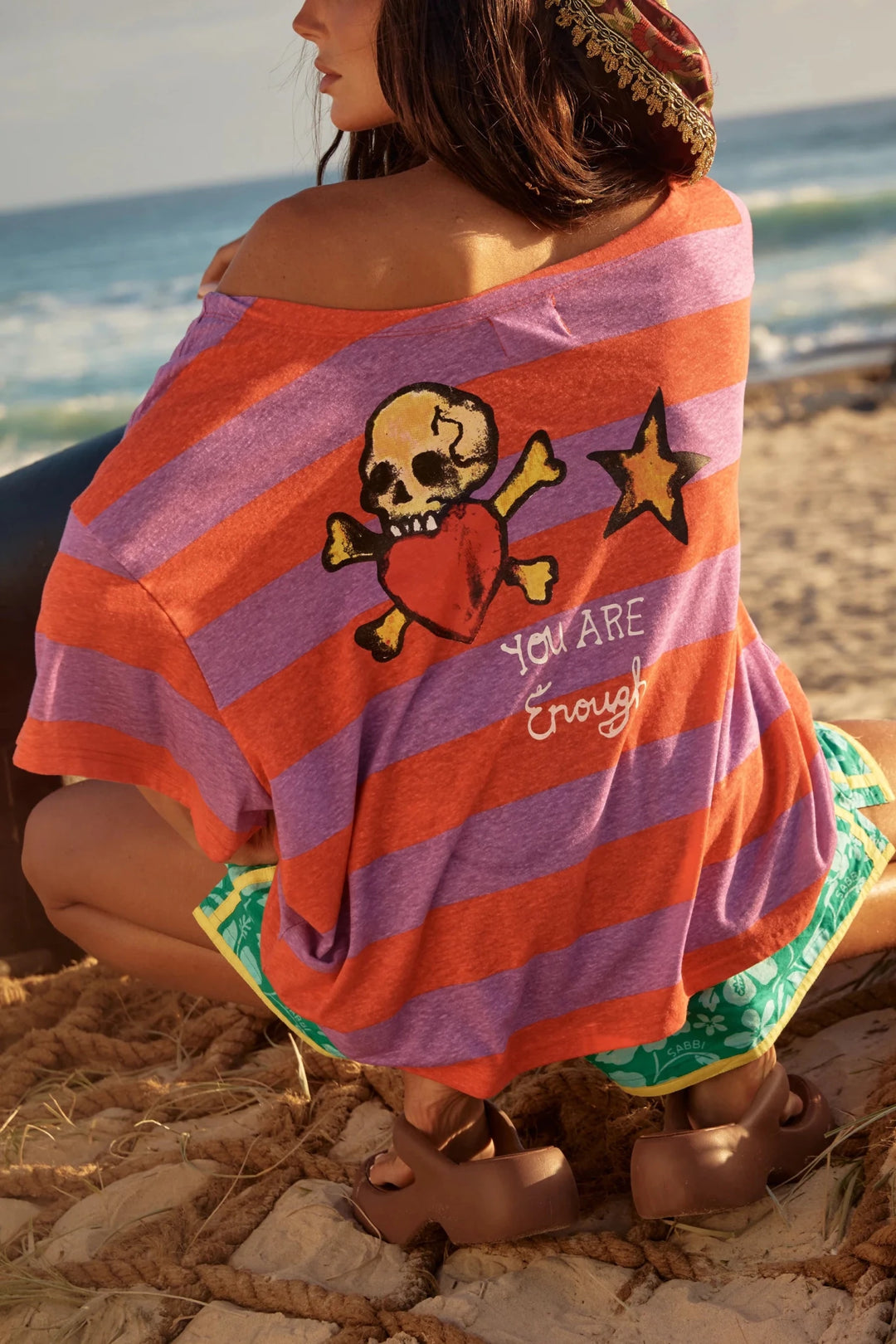 Sabbi Bad To The Bone Striped Off The Shoulder Tee - Meadow Collectiveoff the shoulder top