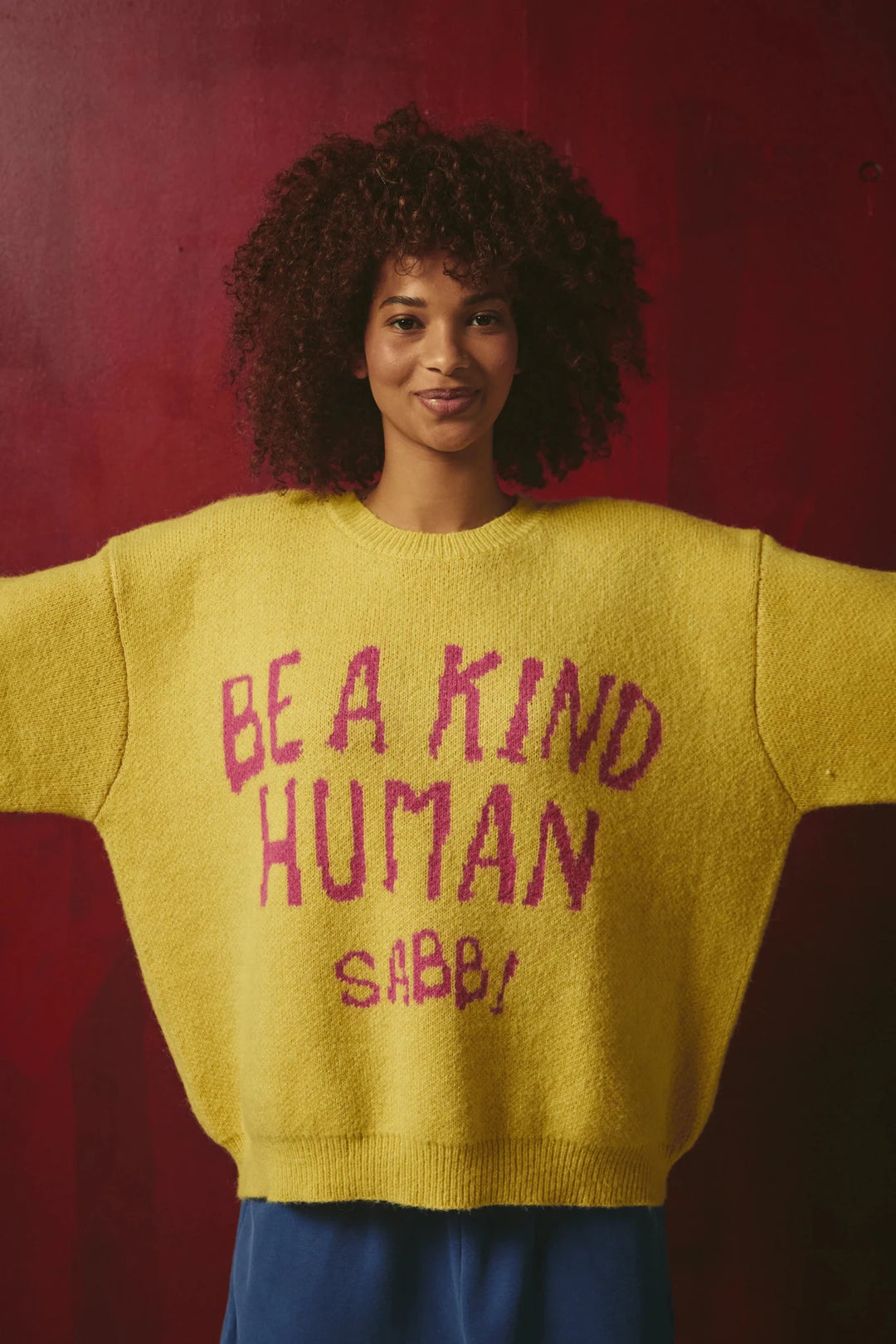 Sabbi Be a Kind Human Knit Sweater- Yellow - Meadow Collectivesweater