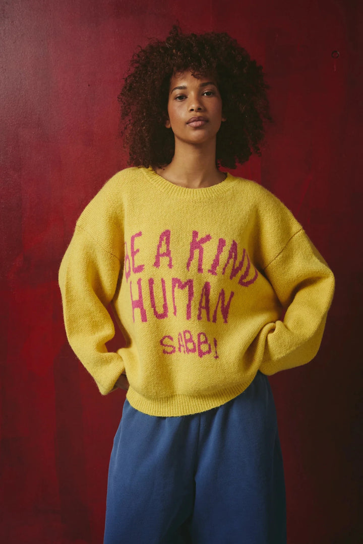 Sabbi Be a Kind Human Knit Sweater- Yellow - Meadow Collectivesweater