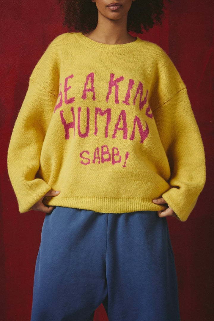 Sabbi Be a Kind Human Knit Sweater- Yellow - Meadow Collectivesweater