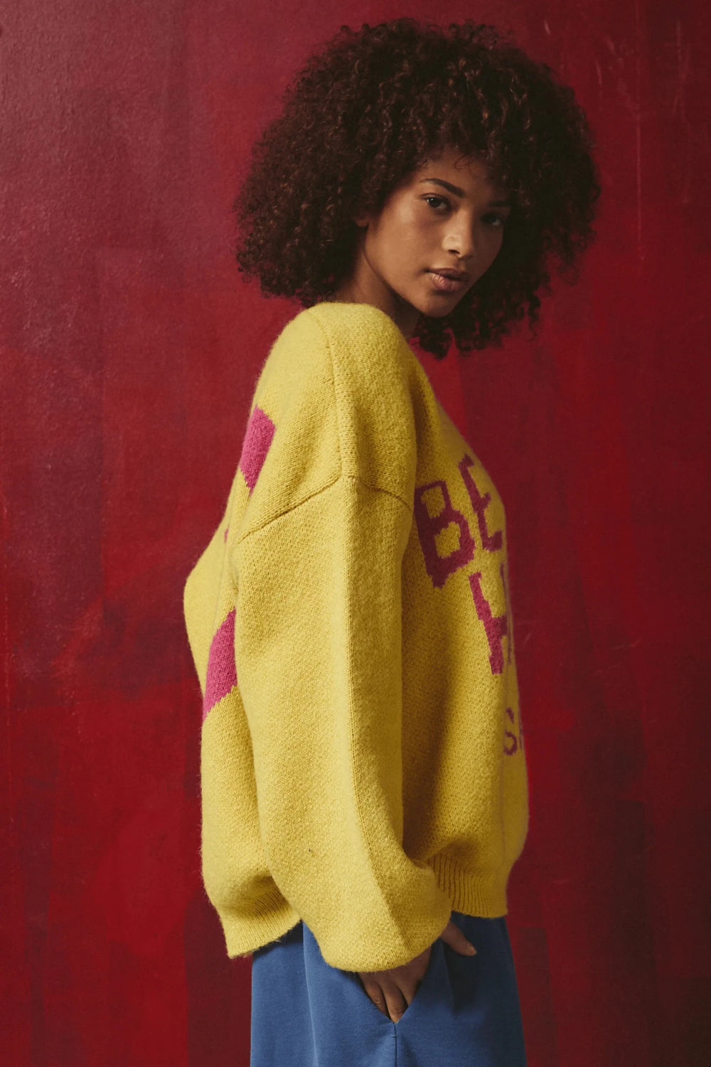 Sabbi Be a Kind Human Knit Sweater- Yellow - Meadow Collectivesweater
