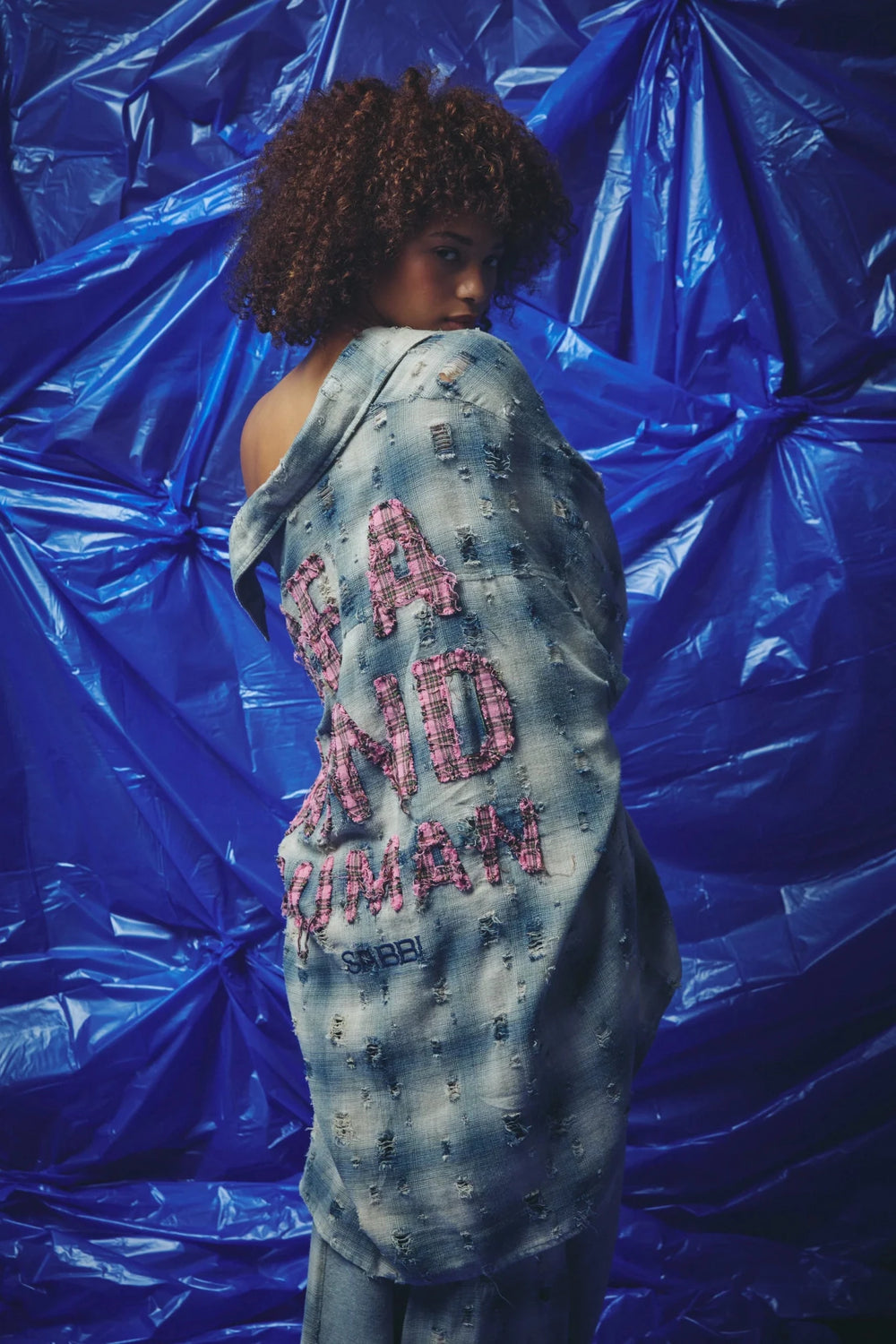 Sabbi Be a Kind Human Oversized Shirt - Blue - Meadow Collectivebutton down Top