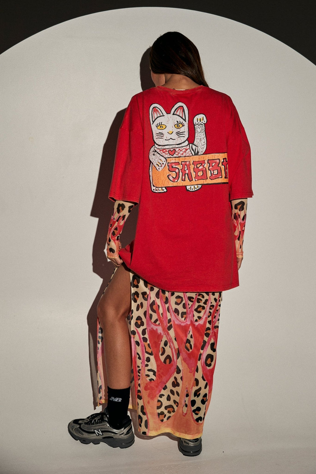 Sabbi Champagne Tattoo Tee - Red - Meadow Collectiveoversized tee
