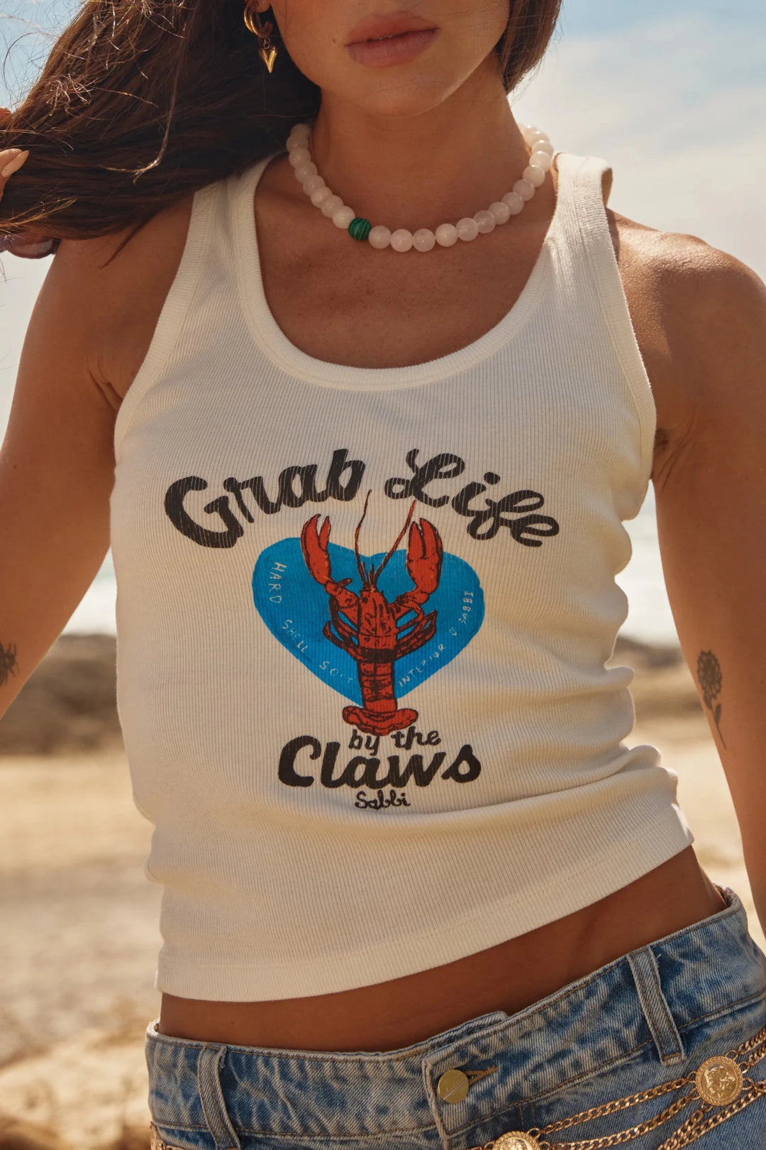 Sabbi Claws of Life Tank - White - Meadow Collectivetank top