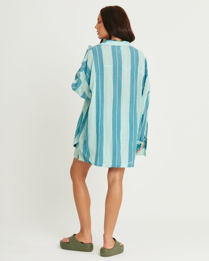 Sabbi Don Julio Shirt - Pop Stripe Blue - Meadow Collectivelinen shirt