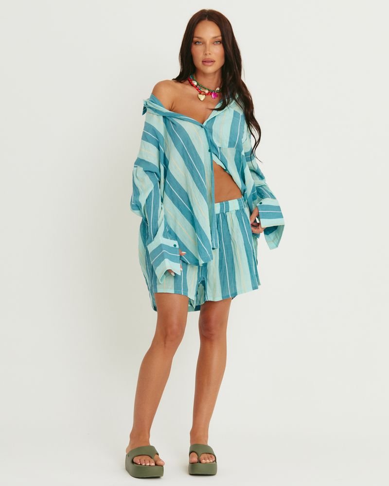 Sabbi Don Julio Shirt - Pop Stripe Blue - Meadow Collectivelinen shirt