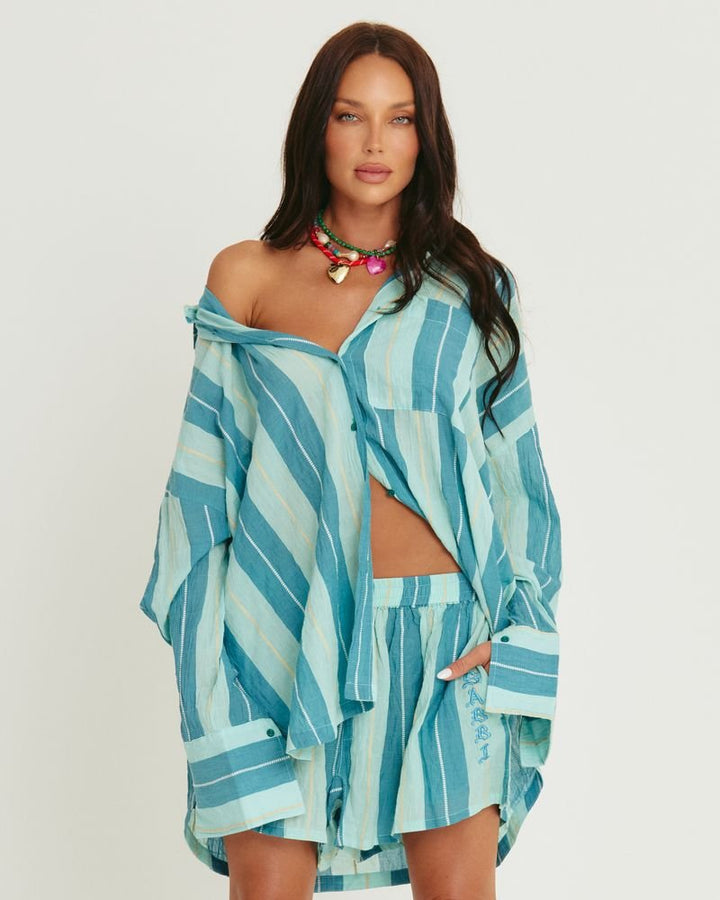 Sabbi Don Julio Shirt - Pop Stripe Blue - Meadow Collectivelinen shirt