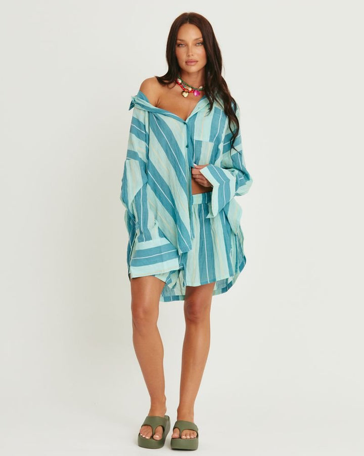 Sabbi Don Julio Shirt - Pop Stripe Blue - Meadow Collectivelinen shirt