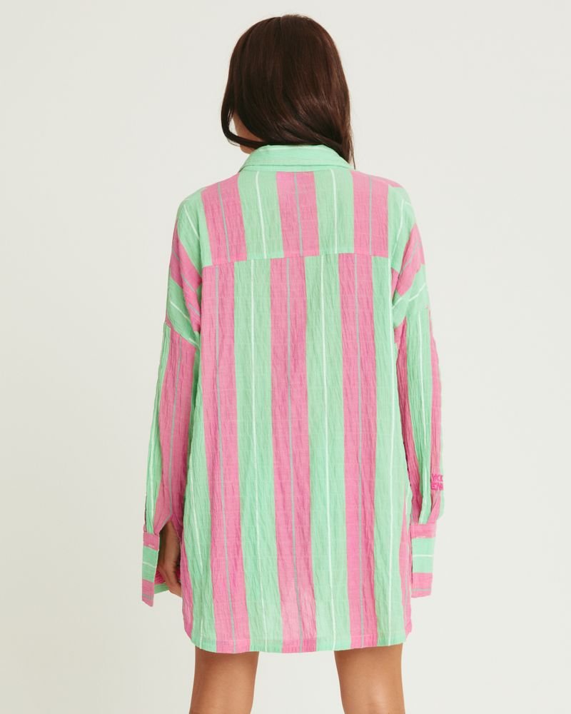 Sabbi Don Julio Shirt - Pop Stripe Green - Meadow Collectivelinen shirt