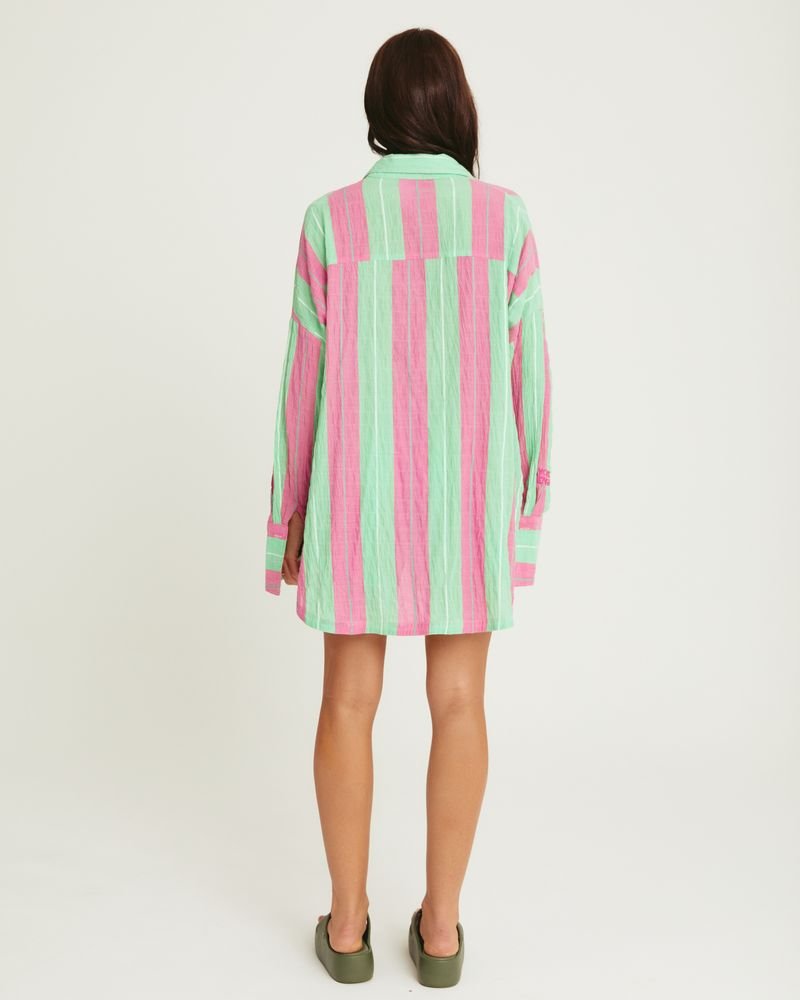 Sabbi Don Julio Shirt - Pop Stripe Green - Meadow Collectivelinen shirt