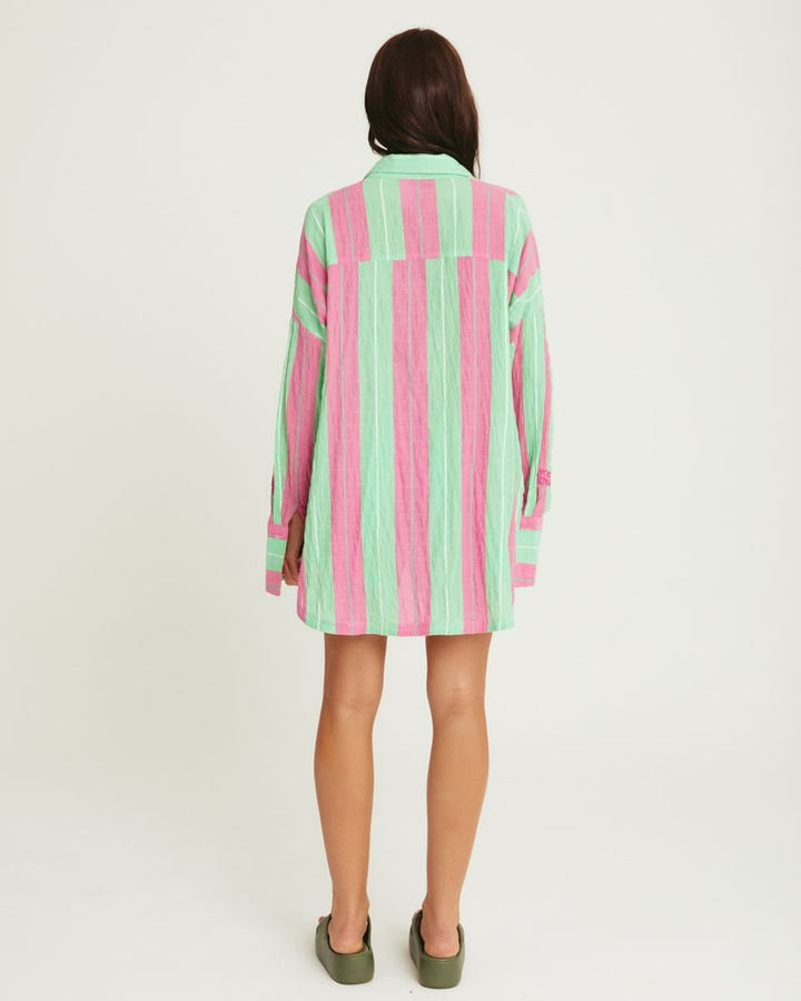 Sabbi Don Julio Shirt - Pop Stripe Green - Meadow Collectivelinen shirt