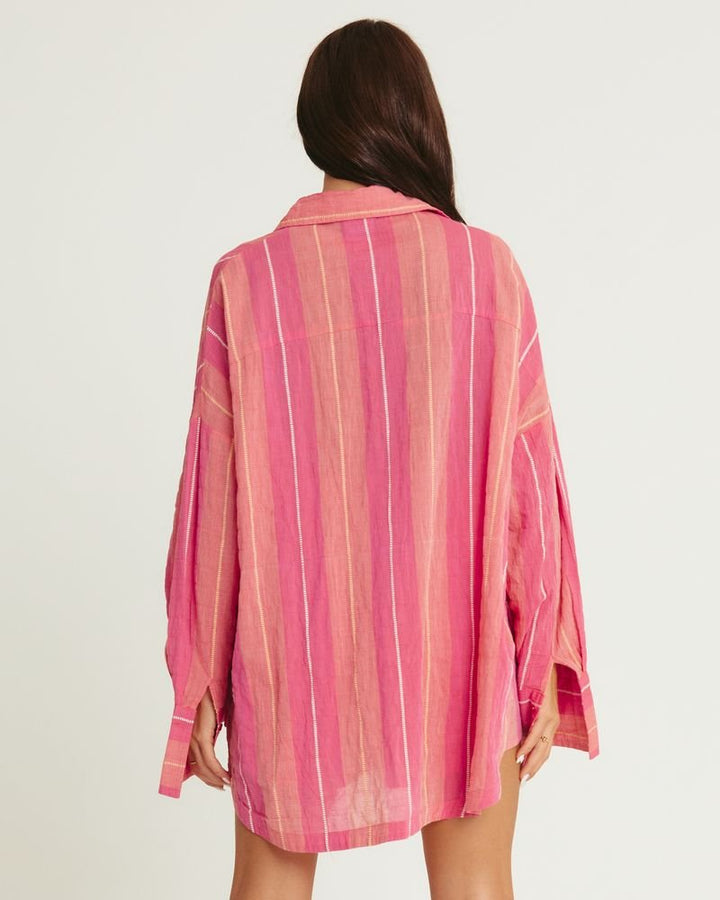 Sabbi Don Julio Shirt - Pop Stripe Peach - Meadow Collectivelinen shirt