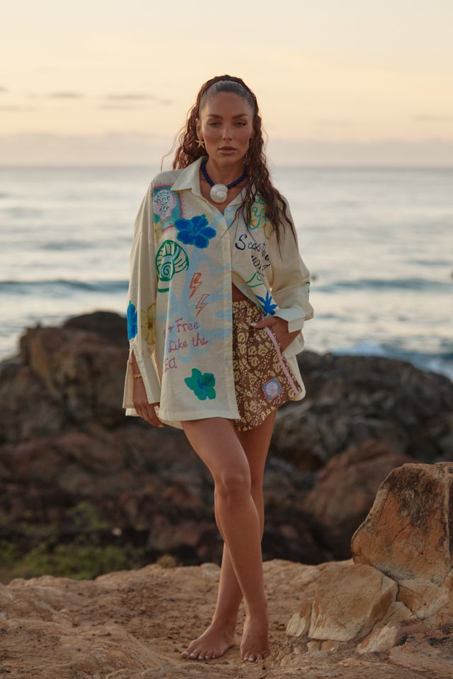 Sabbi Don Julio Shirt - Seas The Day - Cream - Meadow Collectivebutton down shirt