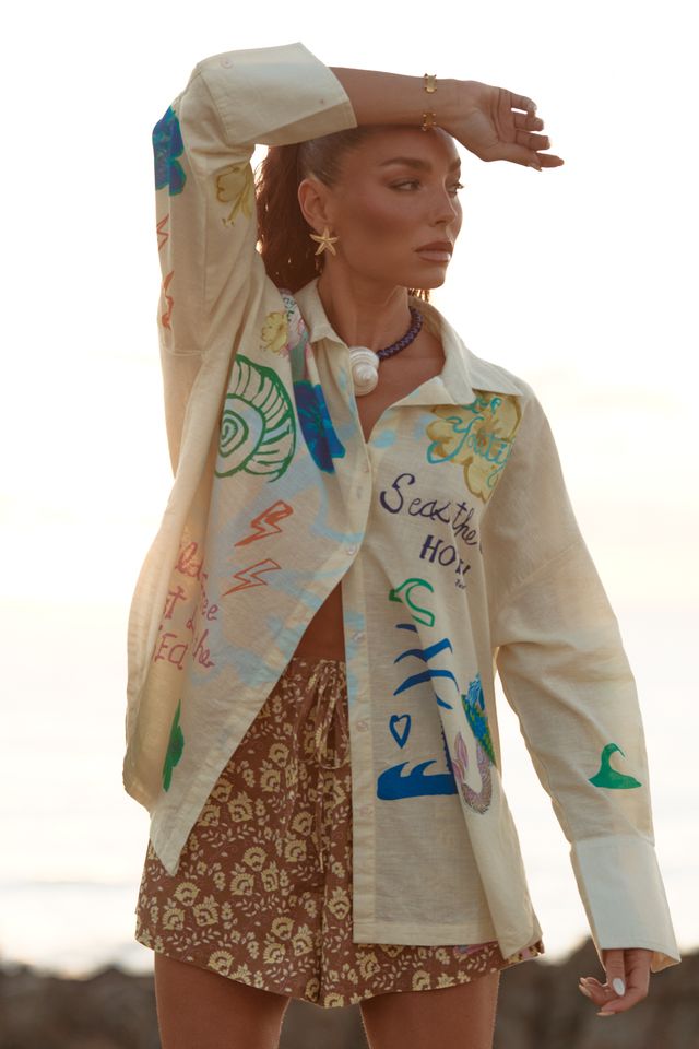 Sabbi Don Julio Shirt - Seas The Day - Cream - Meadow Collectivebutton down shirt