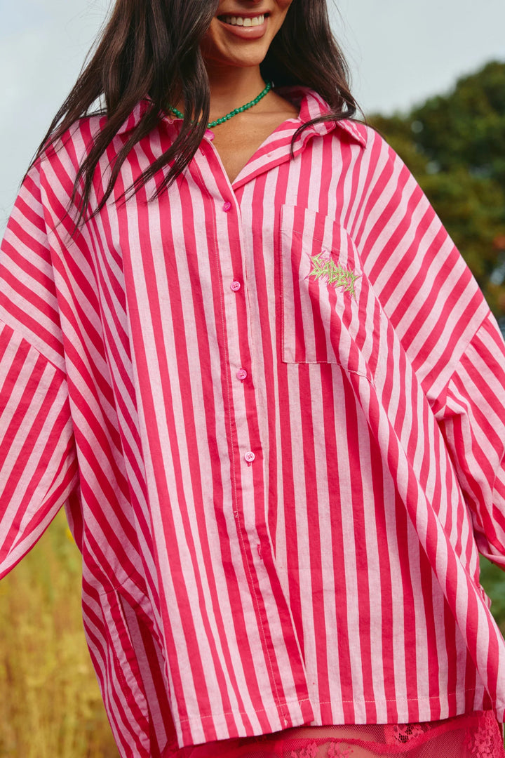 Sabbi Don Julio Shirt - Sunflower Fields - Pink Stripe - Meadow Collectivebutton down shirt