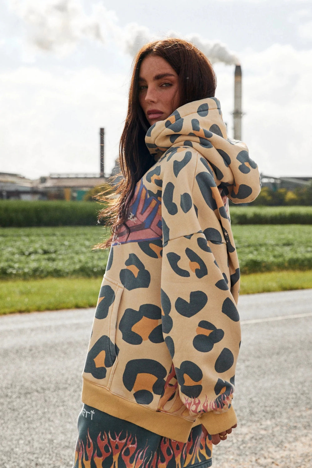 Sabbi Flaming Leopard Hoodie - Meadow Collectivehoodie