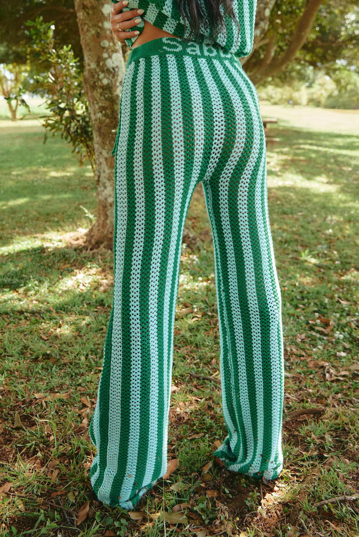Sabbi Knit Stripe Beach Pants - Green Stripe - Meadow Collectiveknit pants