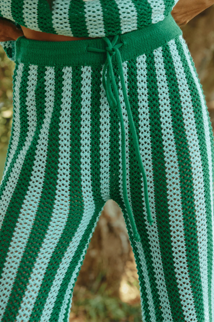 Sabbi Knit Stripe Beach Pants - Green Stripe - Meadow Collectiveknit pants