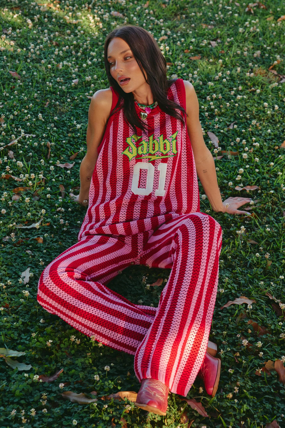 Sabbi Knit Stripe Beach Pants - Red Stripe - Meadow Collectiveknit pants