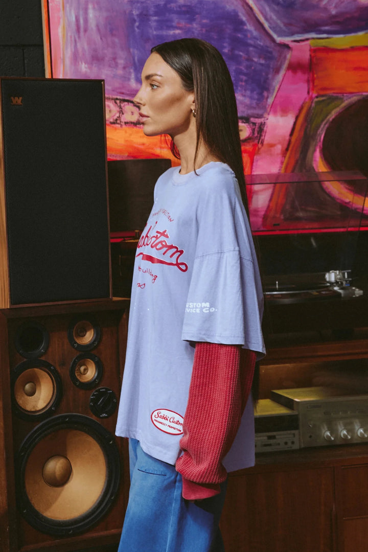 Sabbi Long Sleeve Custom Tee - Lilac - Meadow Collectiveoversized tee