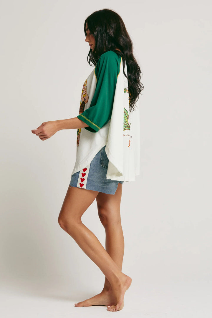Sabbi Mermaid Swim Club Raglan Tee - Marshmallow & Green - Meadow Collectiveoversized tee