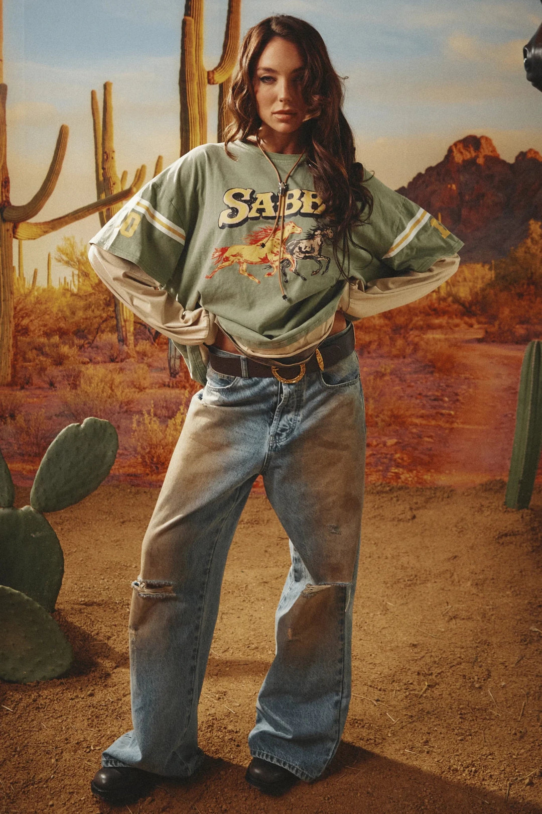 Sabbi Neigh Sayer Long Sleeve Tee - Green - Meadow Collectivelong sleeve tee