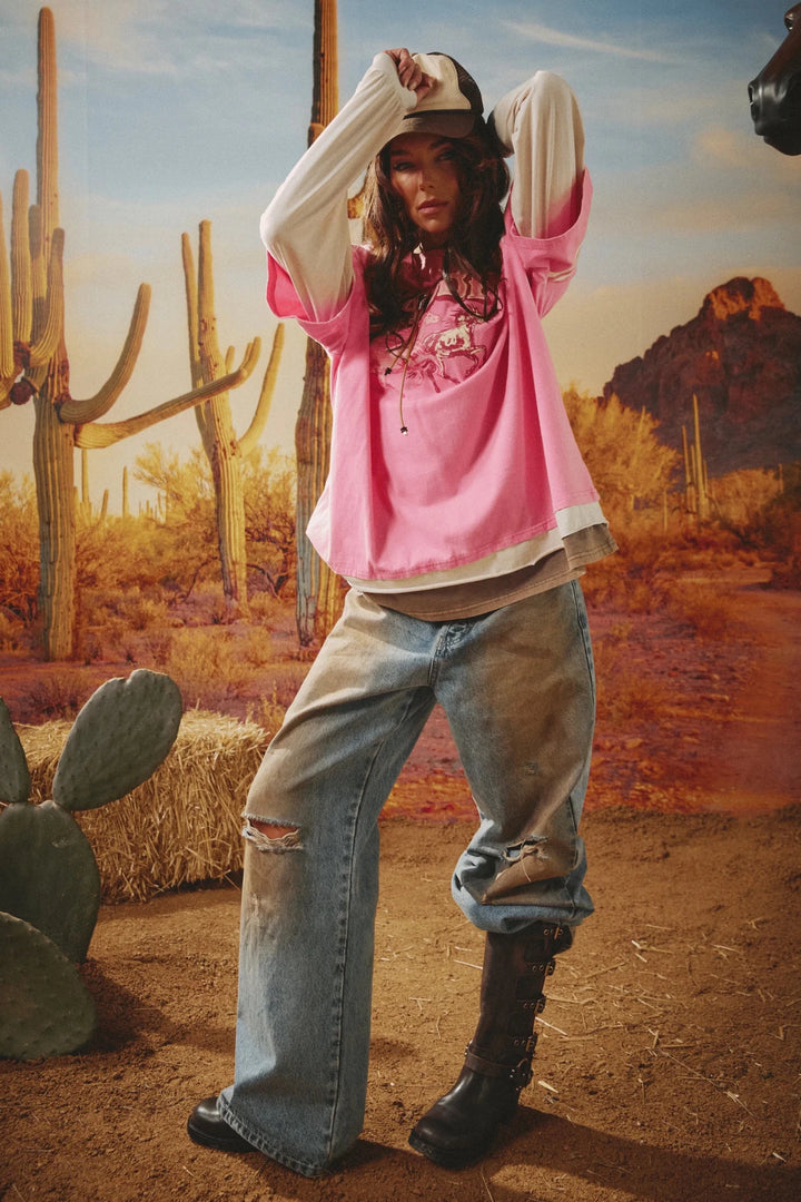 Sabbi Neigh Sayer Long Sleeve Tee - Pink - Meadow Collectivelong sleeve tee