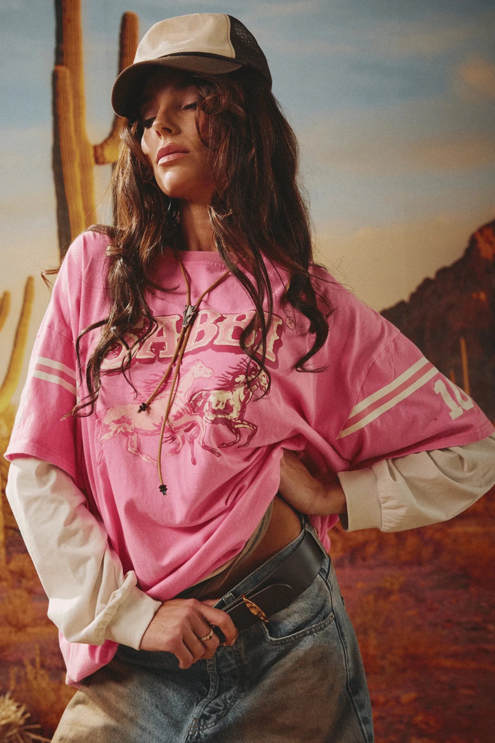 Sabbi Neigh Sayer Long Sleeve Tee - Pink - Meadow Collectivelong sleeve tee