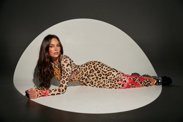 Sabbi Pantera Mesh Long Sleeve Maxi Dress- Leopard Flames - Meadow CollectiveMaxi Dress