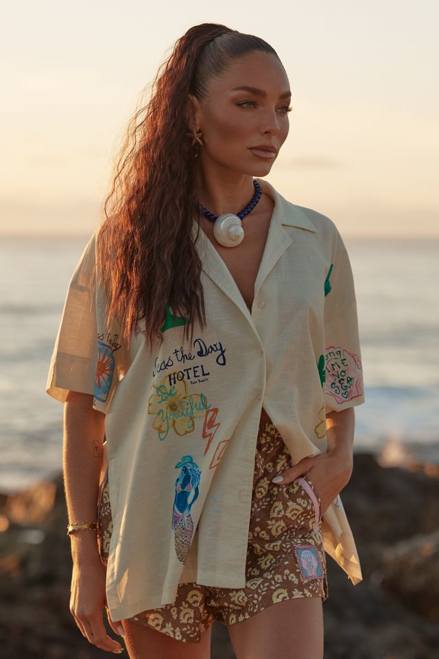 Sabbi Patron Shirt - Seas The Day - Cream - Meadow Collectivebutton down Top