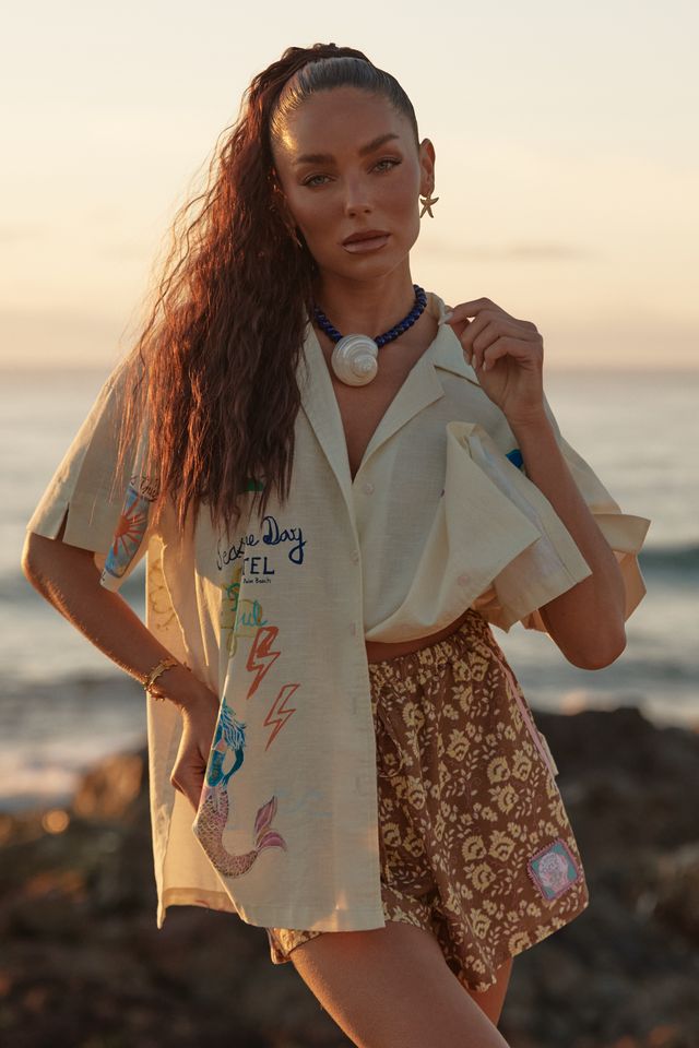 Sabbi Patron Shirt - Seas The Day - Cream - Meadow Collectivebutton down Top