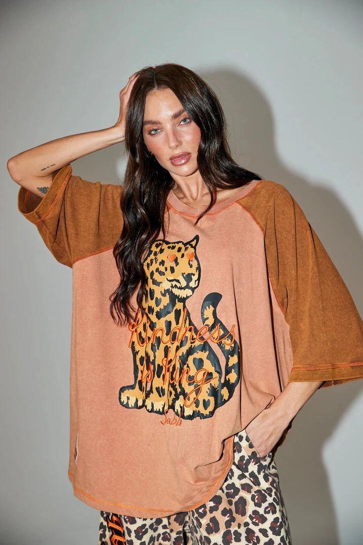 Sabbi Raglan Choose Kindness Tee - Mocha - Meadow Collectiveraglan tee
