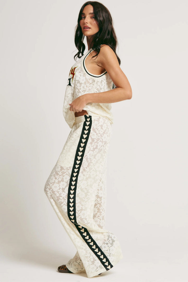 Sabbi Raving Heart Lace Pants - Cream - Meadow Collectivetrack pants