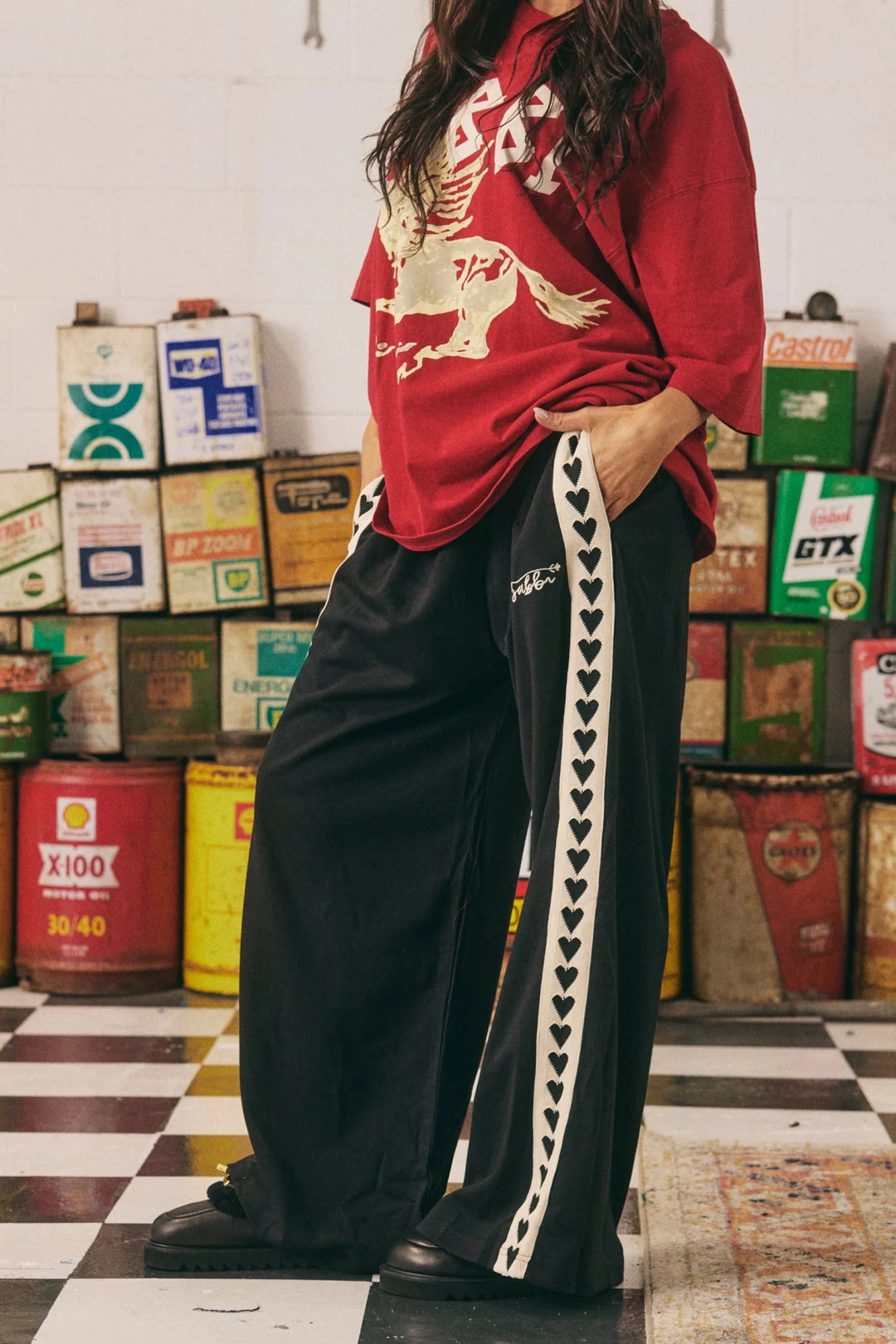 Sabbi Raving Hearts Pants - Black - Meadow Collectivetrack pants