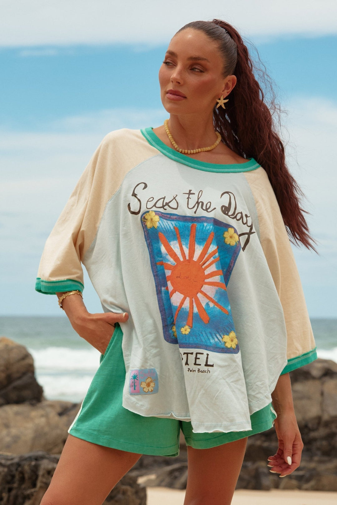 Sabbi Seas The Day Raglan Tee - Sky - Meadow Collectivegraphic tee