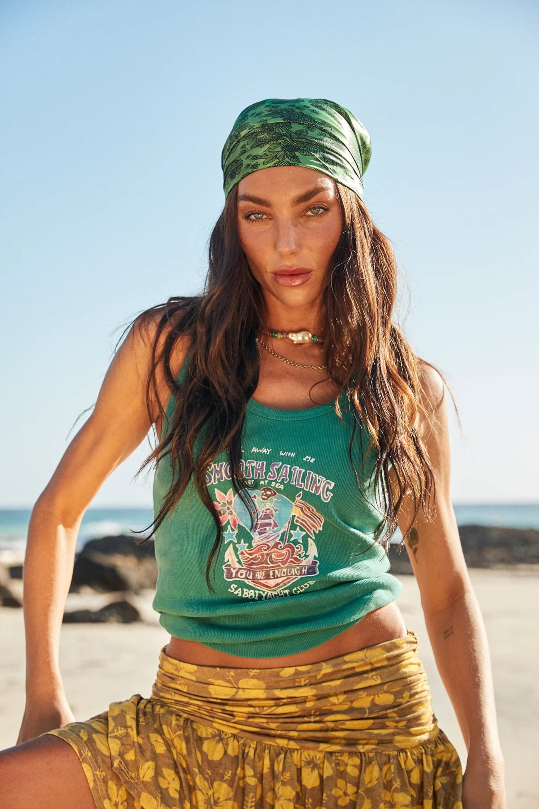 Sabbi Smooth Sailing Tank - Green - Meadow Collectivetank top