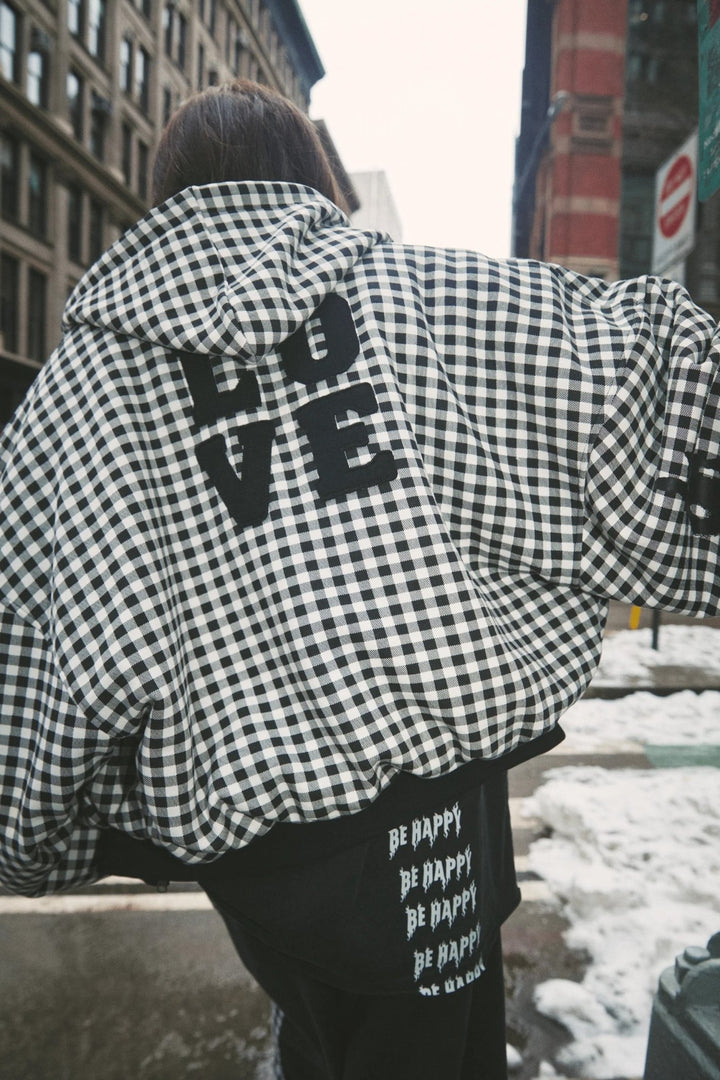 Sabbi The Be Happy Gingham Padded Bomber - Meadow Collectivebomber jacket