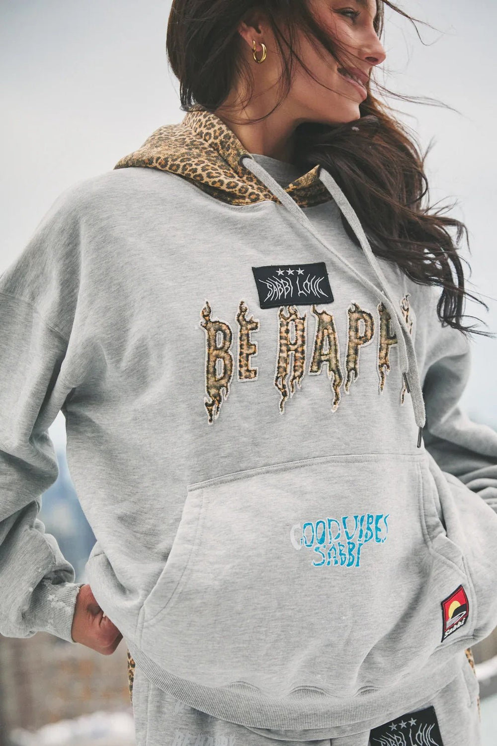 Sabbi The Be Happy Leopard Hoodie - Meadow Collectivehoodie